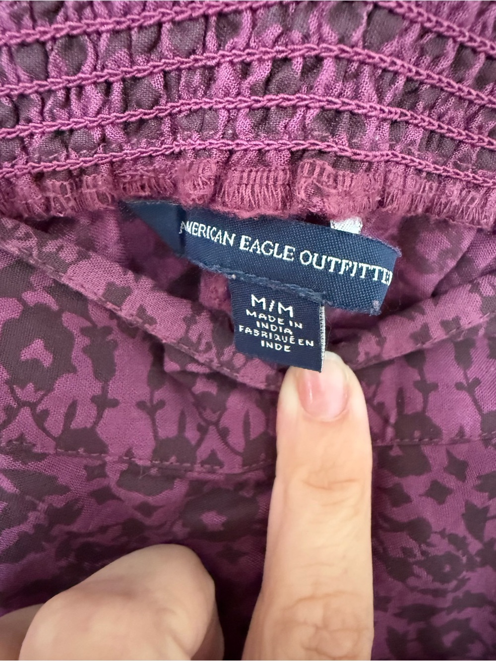 American Eagle Outfitters Plum Asymmetrical Border-Print Handkerchief Skirt - Picture 6 of 7